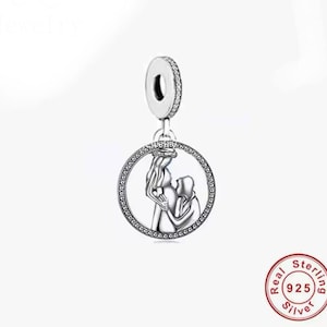 Mom to be Charm ,Pregnant Charm New Baby Gift for Mum , Fits European Bracelet, 925 sterling silver CZ, Mother Jewelry, Mother Gift