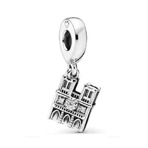 Charm colgante de París, Francia, Charm de la Catedral de Notre Dame para pulsera de estilo europeo, Charm de viaje, Charm de edificio icónico en plata de ley 925