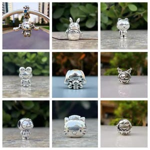 Kitty & Kitty Friends Serie Charm for European Style Bracelet, S925 Sterling Silver , Anime Characters Carms