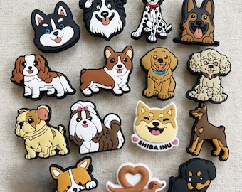 Adorables colgantes para zuecos con forma de perro / Accesorios para Golden Retriever, Bulldog Francés y Corgi / Regalo para amantes de las mascotas, broches para zuecos con motivos de mascotas / Regalo de naturaleza para niños