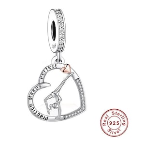 Gymnastics Charm I Love Gymnastics with Heart Sterling Silver Gymnastics Charm I Love Gymnastics with Heart Sterling Silver