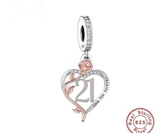 Ciondolo 21° Compleanno In Argento Sterling 925 Con Anello Rotto - 1,5 Cm - 3