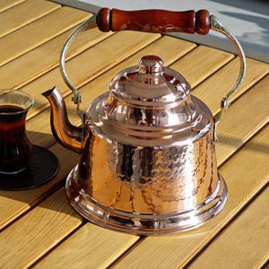 Handmade Copper Stovetop Teapot, Hammered Copper Tea Kettle