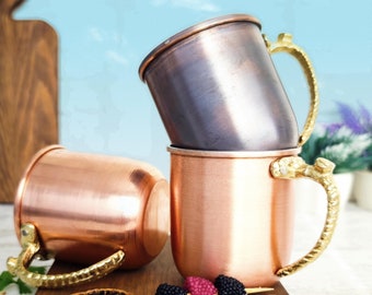 Handmade Copper Moscow Mule Mug Set, Cocktail Lover Gift
