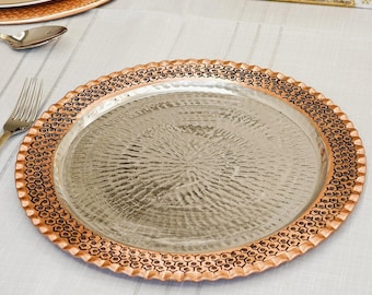 Prato de Cobre Martelado à Mão: Jogo Americano para Casamento, 10,6/11,8''