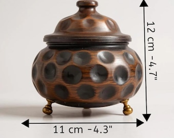 Açucareiro de cobre martelado com tampa: caixa de bugigangas vintage