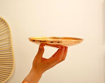 Bandeja de cobre martelado gravada – Porta-joias personalizado, porta-chaves