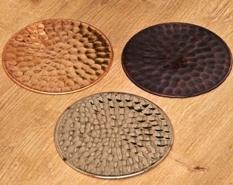 Conjunto de 6 porta-copos de cobre martelado: porta-copos rústicos de pátina