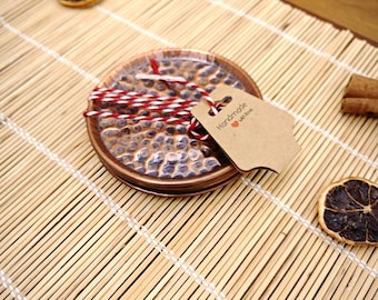 Porta-copos de pátina de cobre martelado: conjunto de porta-copos rústico para cerveja