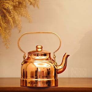 Handgemaakte koperen theepot, koperen waterkoker met koperen handvat 1300 ml / 44 fl oz