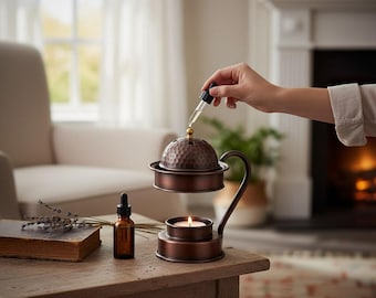 Incensário artesanal em cobre com pátina: Incensário estilo otomano, aromaterapia