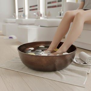 Handmade Copper Foot Basin: 16" Spa Pedicure Bowl