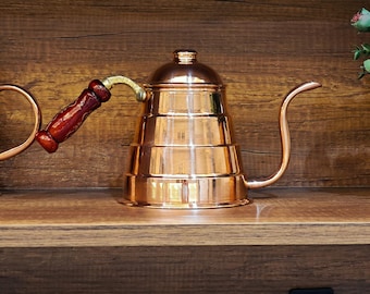 Chaleira de cobre com bico de ganso, Chaleira de precisão de cobre para preparo de café por gotejamento