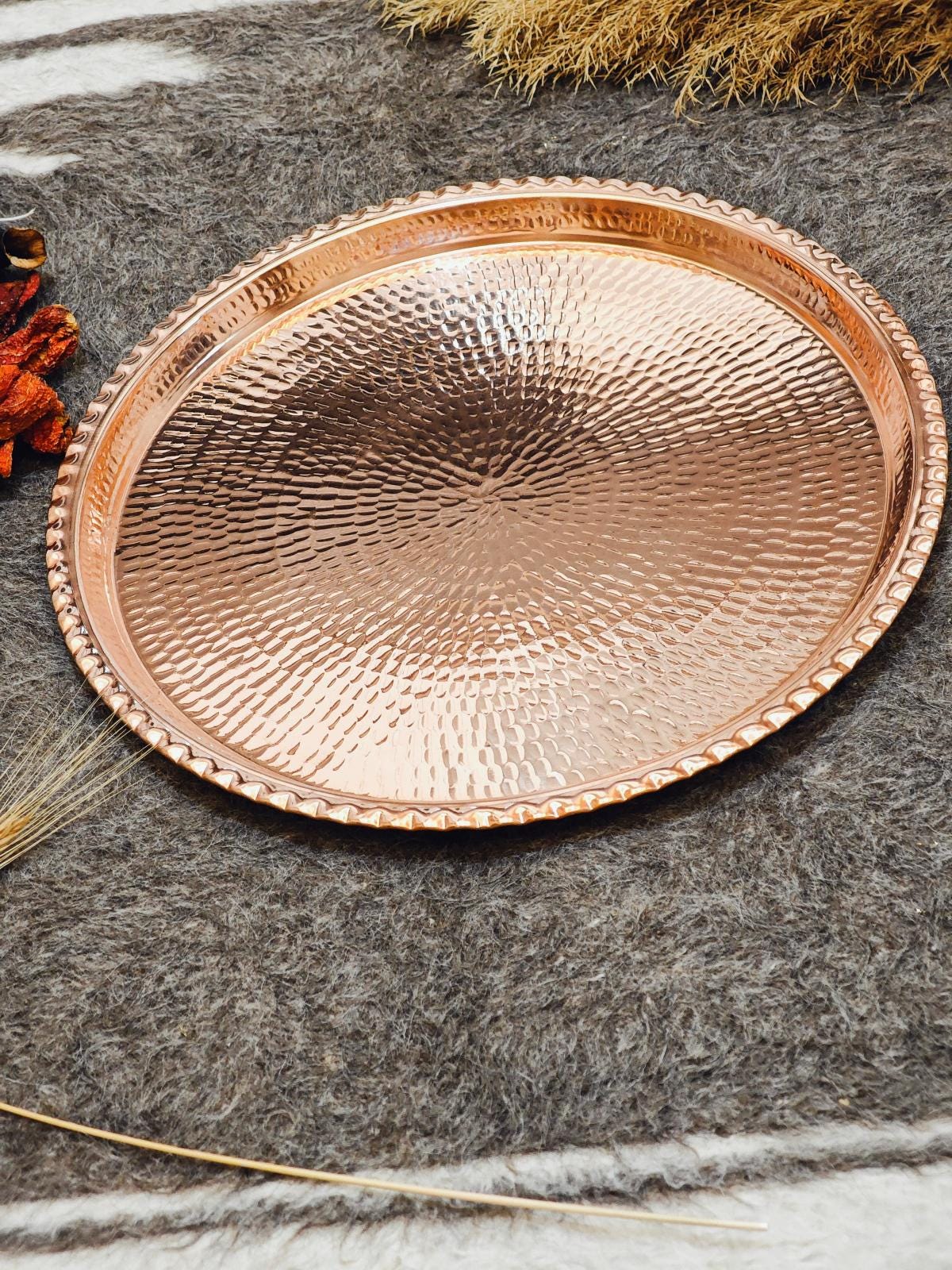 Large Rustic Round Wood Tray