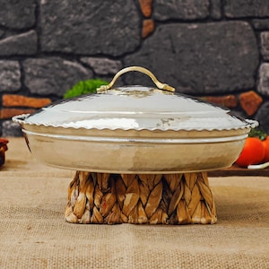 Hand Hammered Copper Braiser Pot: Tin Lined Turkish Cookware