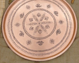 Bandeja de cobre grande, bandeja extra grande