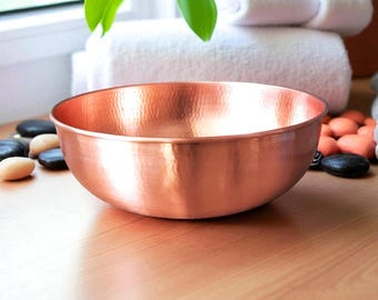 Hand Hammered Copper Foot Spa Bowl | 16" Pedicure Basin, Pure Copper Foot Soak Bowl, Spa Gift for Her, Bridal Shower Gift