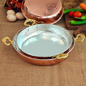 Set di pentole in rame turco martellato, pentole da cucina fatte a mano