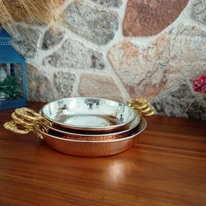 Hammered Turkish Copper Pan Set: Artisan Kitchen Cookware