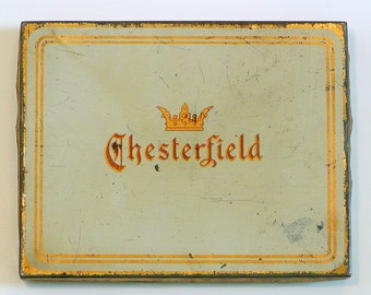 Vintage Empty CHESTERFIELD CIGARETTES TIN Collectible Tobbaciana Virginia Factory 25