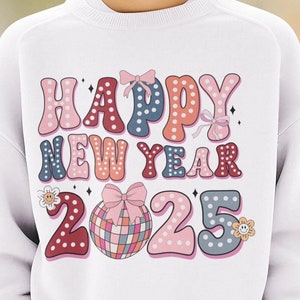 Disco Ball New Year 2025 Unisex Sweatshirt, Party Crewneck Jumper, Celebration Pullover, Sparkly Top, Holiday Apparel
