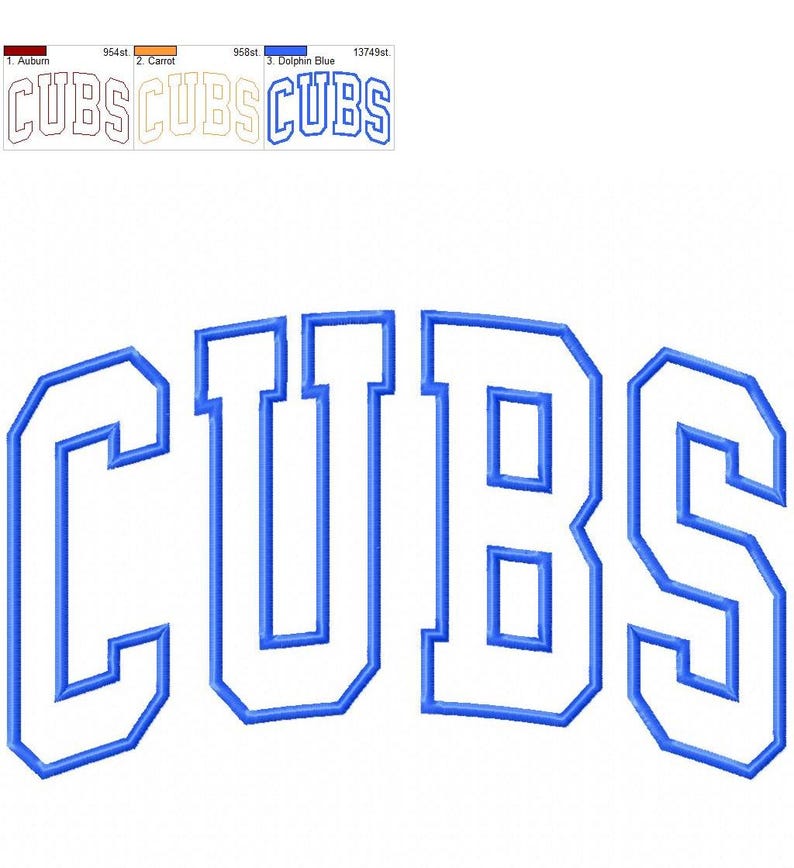 Arched Cubs Applique Machine Embroidery Mascot Design for Sweatshirts ...
