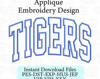Arched Tigers Applique Machine Embroidery Design for Sweatshirts Tote Bags Instant Download Digital Design