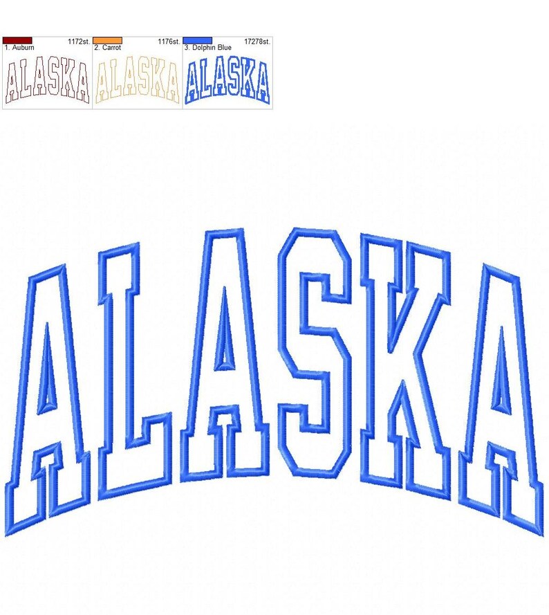 Arched Alaska Applique Machine Embroidery Design for Sweatshirts Tote ...