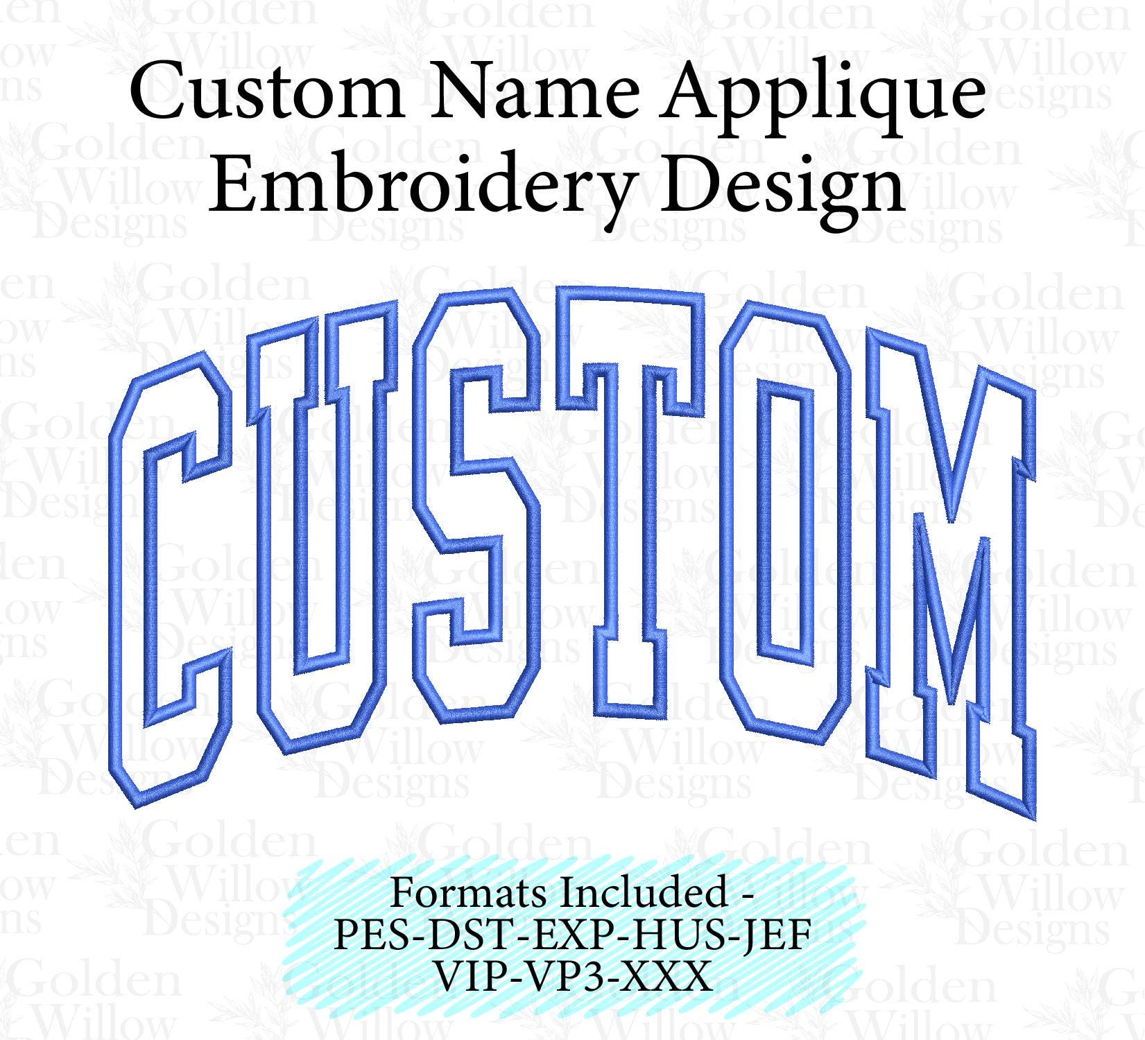 Arched Custom Name Applique Machine Embroidery Design for Sweatshirts ...