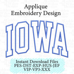 Applicazione ad arco Iowa, ricamo a macchina per felpe e borse, download immediato, design digitale, Stato degli Stati Uniti