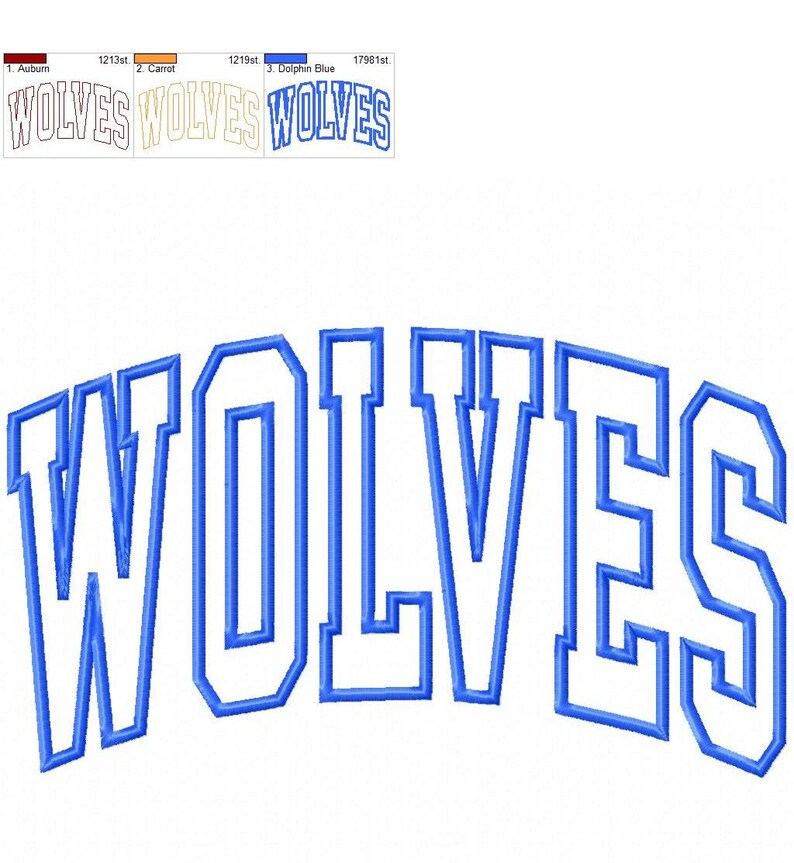 Arched Wolves Applique Machine Embroidery Mascot Design for Sweatshirts ...