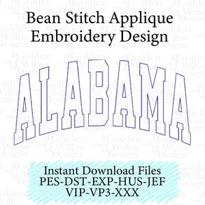 Arched Alabama Bean Stitch Applique Machine Embroidery Design for Sweatshirts Tote Bags Instant Download Digital Design