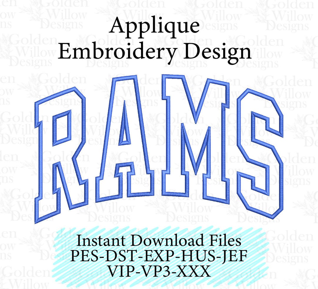 Arched Rams Applique Machine Embroidery Design for Sweatshirts Tote ...
