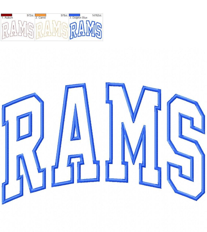 Arched Rams Applique Machine Embroidery Design for Sweatshirts Tote ...