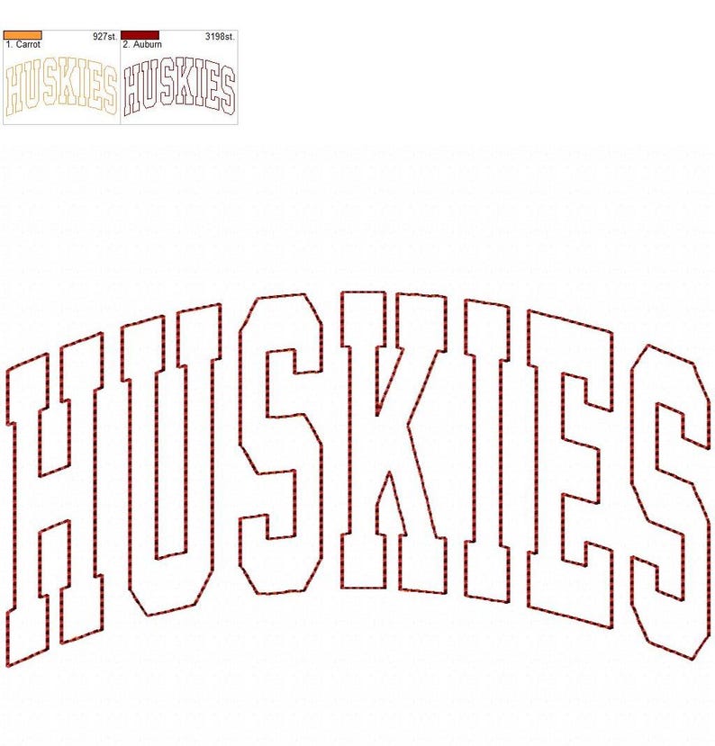 Husky M Lettering Arched Huskies Bean Stitch Applique Machine Embroidery Design for ...