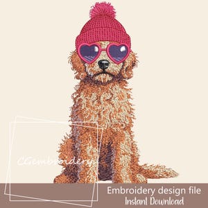 Valentinstag Goldendoodle Stickdatei, Liebe Golden Doodle Hund Stickdatei Labradoodle Cockapoo Golden Doodle Liebhaber Maschinenstickerei