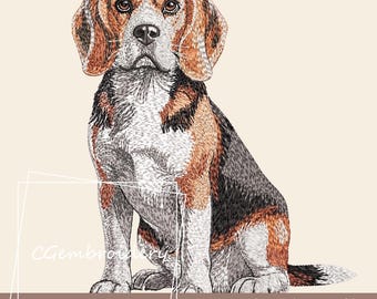 ビーグル犬の頭のアウトライン - 機械刺繍デザイン - 2 サイズ、犬の頭