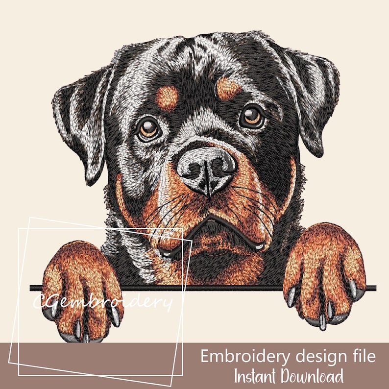Rottweiler Dog Embroidery Design, Cute Rottweiler Peaking Dog Embroidery File Rottweiler Lover Machine Embroidery Rottweiler Mom Embroidery