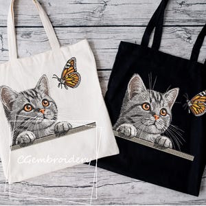 Cat Embroidery Design, Cat and Butterfly Embroidery, Cat Peeking Cat Lover Gift, Funny Cat Mom Machine Embroidery Pattern, Cute Cat Kitten