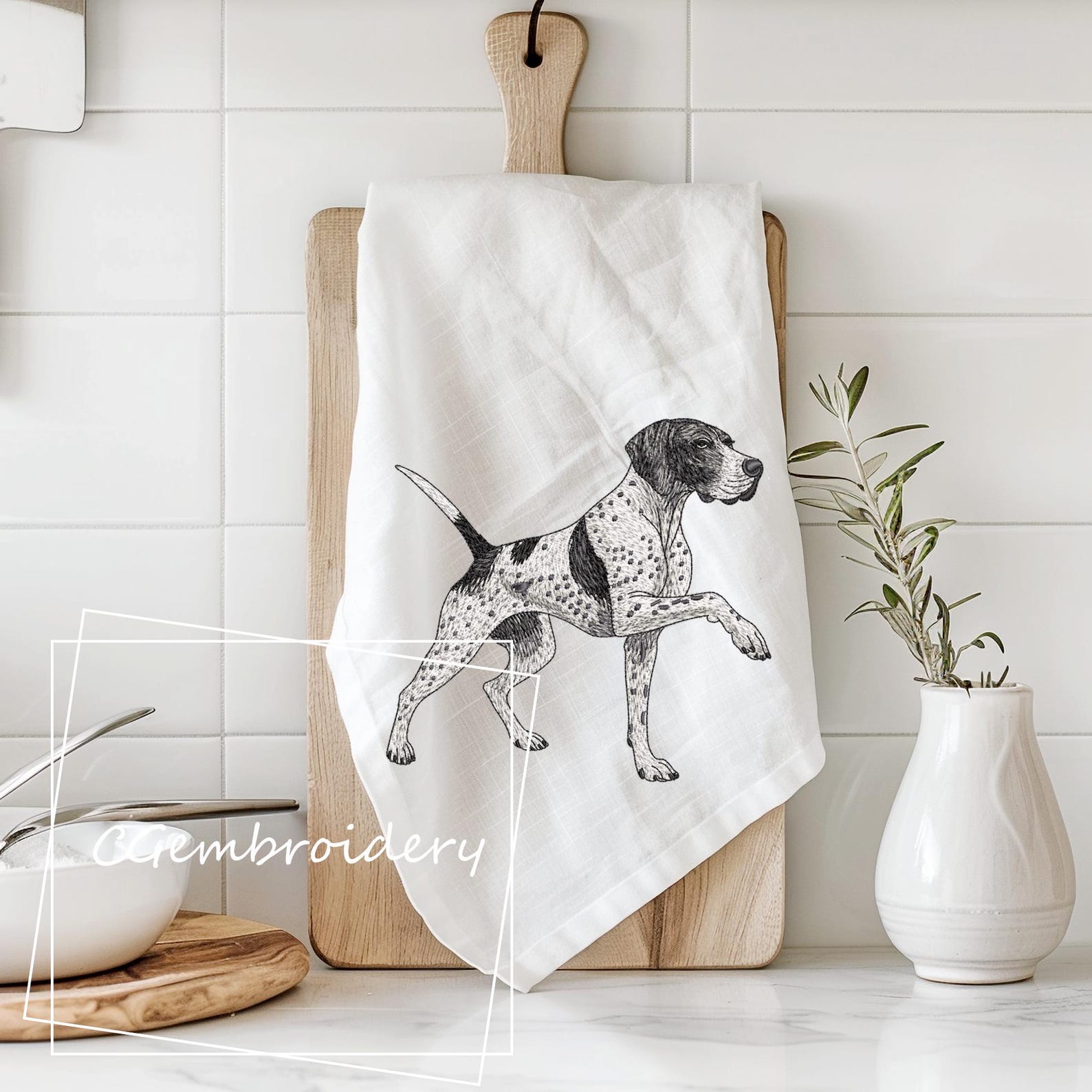 Pointer Embroidery Design, Pointing GSP Dog Embroidery File, German ...