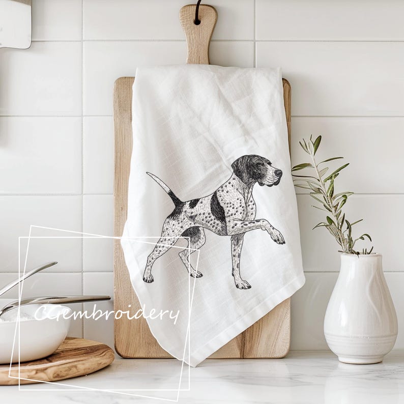 Pointer Embroidery Design, Pointing GSP Dog Embroidery File, German Shorthaired Pointer Machine Embroidery, Pointer Hunting Dog Embroidery