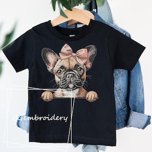 French Bulldog Embroidery Design, Peaking Frenchie Girl Dog Embroidery File Bulldog Dog Lover Machine Embroidery, Frenchie Mom Embroidery