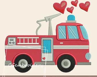 Fire Truck Embroidery Design, Emergency Vehicles Embroidery Design, Fire Engine Embroidery File Vehicles Firefighter Design Instant Download