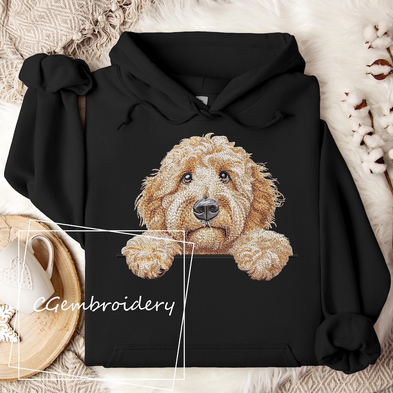 Goldendoodle Embroidery Design, Cute Golden Doodle Dog Embroidery File Labradoodle Cockapoo Golden Doodle Pet Dog Lover Machine Embroidery