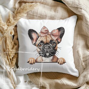 French Bulldog Embroidery Design, Peaking Frenchie Girl Dog Embroidery File Bulldog Dog Lover Machine Embroidery, Frenchie Mom Embroidery