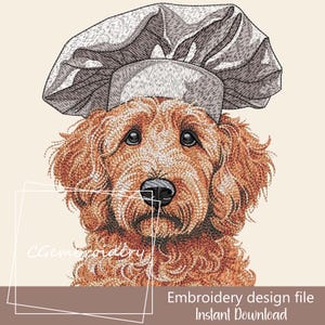 Goldendoodle Hund Küche Stickdatei, Golden Doodle Koch Hund Stickdatei Labradoodle Cockapoo Hundeliebhaber Maschinenstickerei