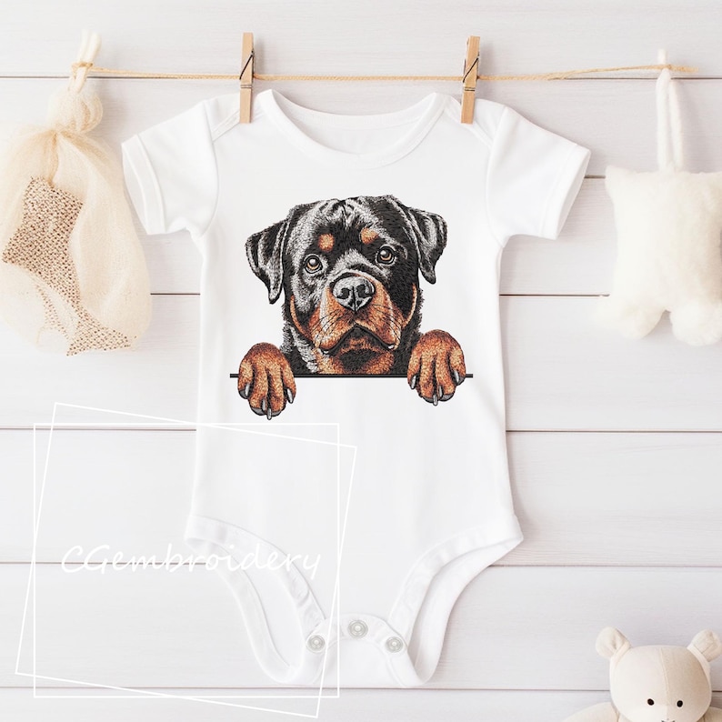 Rottweiler Dog Embroidery Design, Cute Rottweiler Peaking Dog Embroidery File Rottweiler Lover Machine Embroidery Rottweiler Mom Embroidery