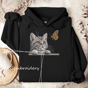 Cat Embroidery Design, Cat and Butterfly Embroidery, Cat Peeking Cat Lover Gift, Funny Cat Mom Machine Embroidery Pattern, Cute Cat Kitten