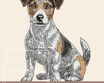 Jack Russel Hund Stickdatei, Süßer Terrier Stickdatei, Jack Russel Terrier Maschinenstickerei, Haustier Jack Russel Mama