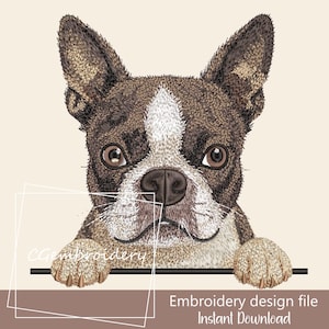 Boston Terrier Embroidery Design, Cute Boston Terrier Dog Embroidery File Boston Terrier Mom, Terrier Dog Lover Pet Owner Machine Embroidery